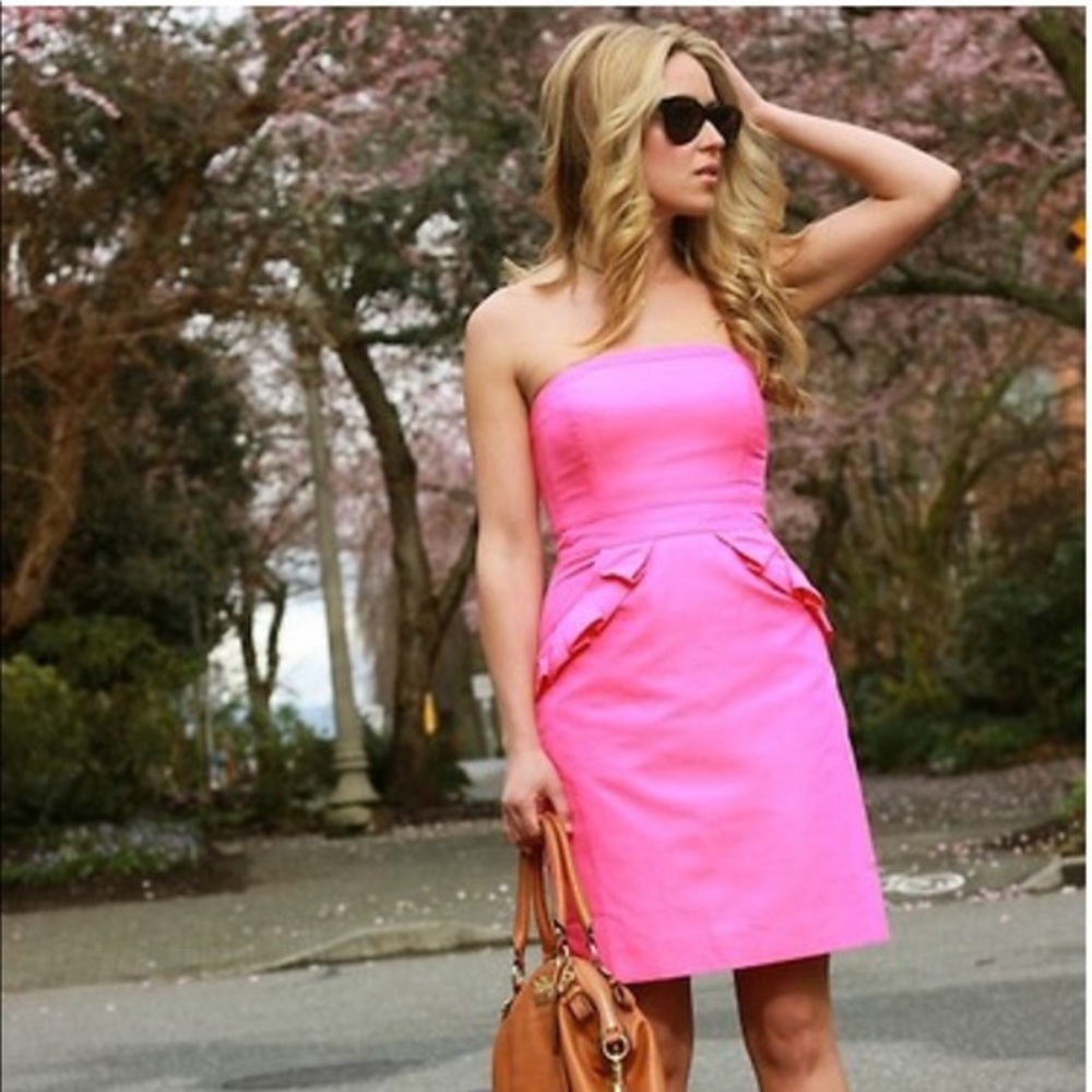 🍭💖 NWT J.Crew Cocktail Flamenca Barbie Ruffle Pink Cocktail Dress Size 2